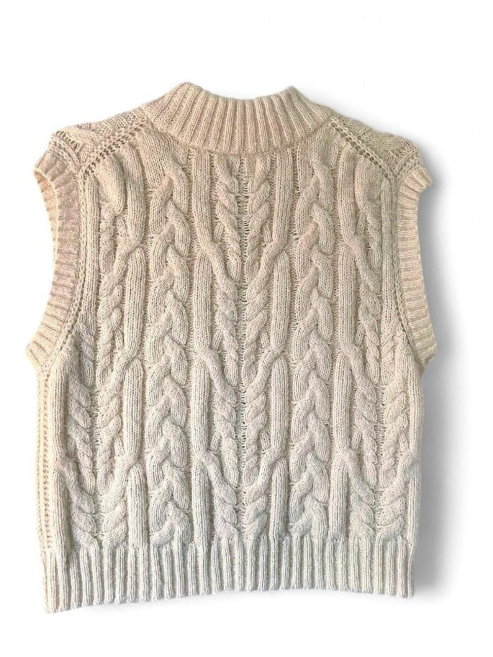 Vintage Cream Cable Knit Sweater Vest – Chunky Fisherman Knit Cottagecore